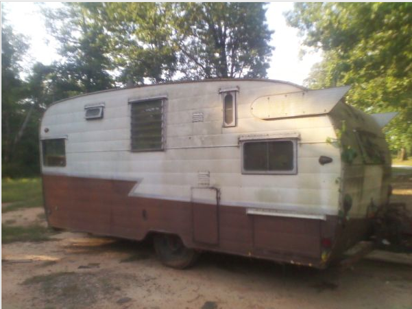 Old nasty retro Shasta camper trailer