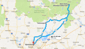 alpharetta to black rock mountain state park