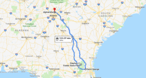 alpharetta to okefenokee swamp directions