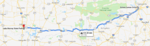 lake murray oklahoma to burns park little rock directions