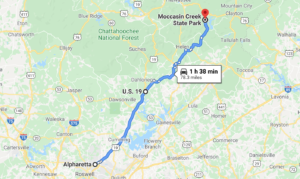 alpharetta to lake burton map directions