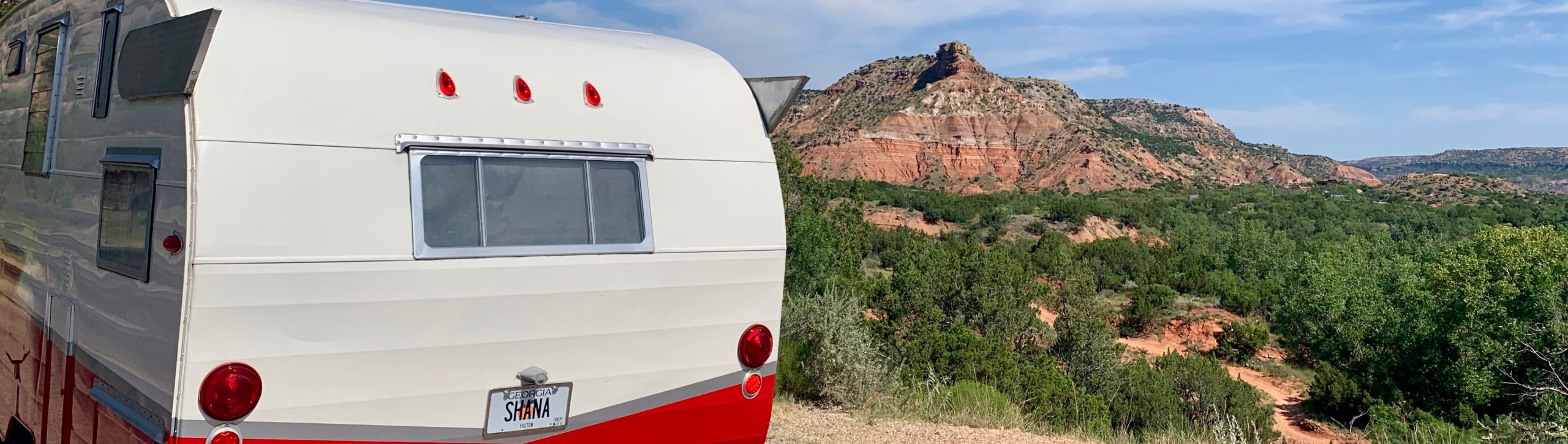 Red Retro Camper Shasta Airflyte Deluxe