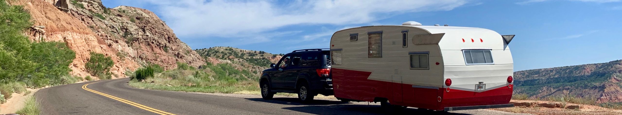 Red Retro Camper Shasta Airflyte Deluxe
