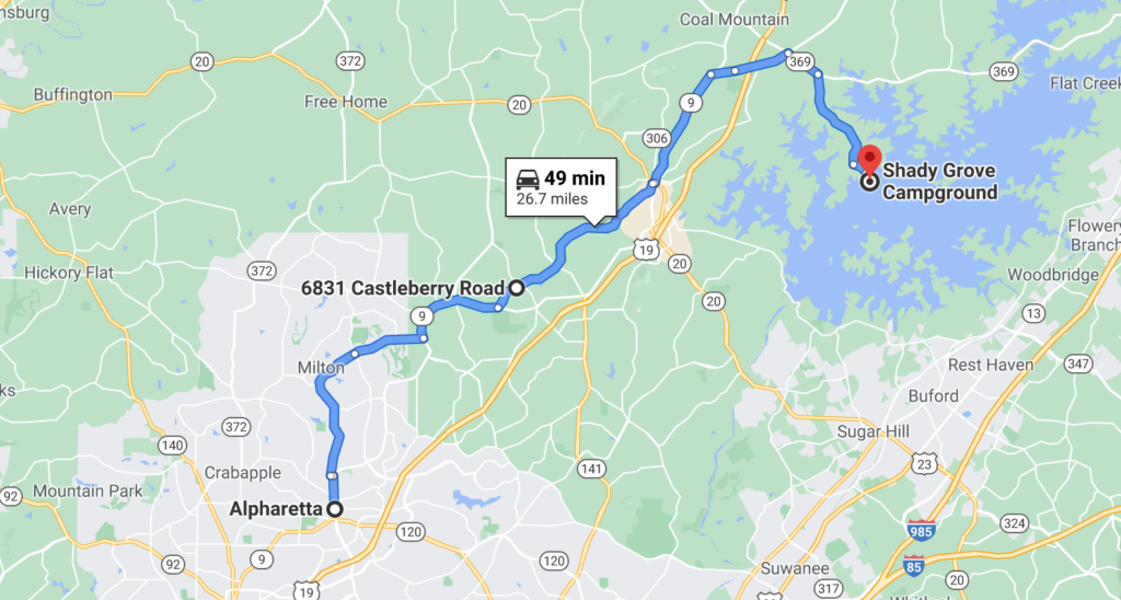 alpharetta-to-lake-lanier-map