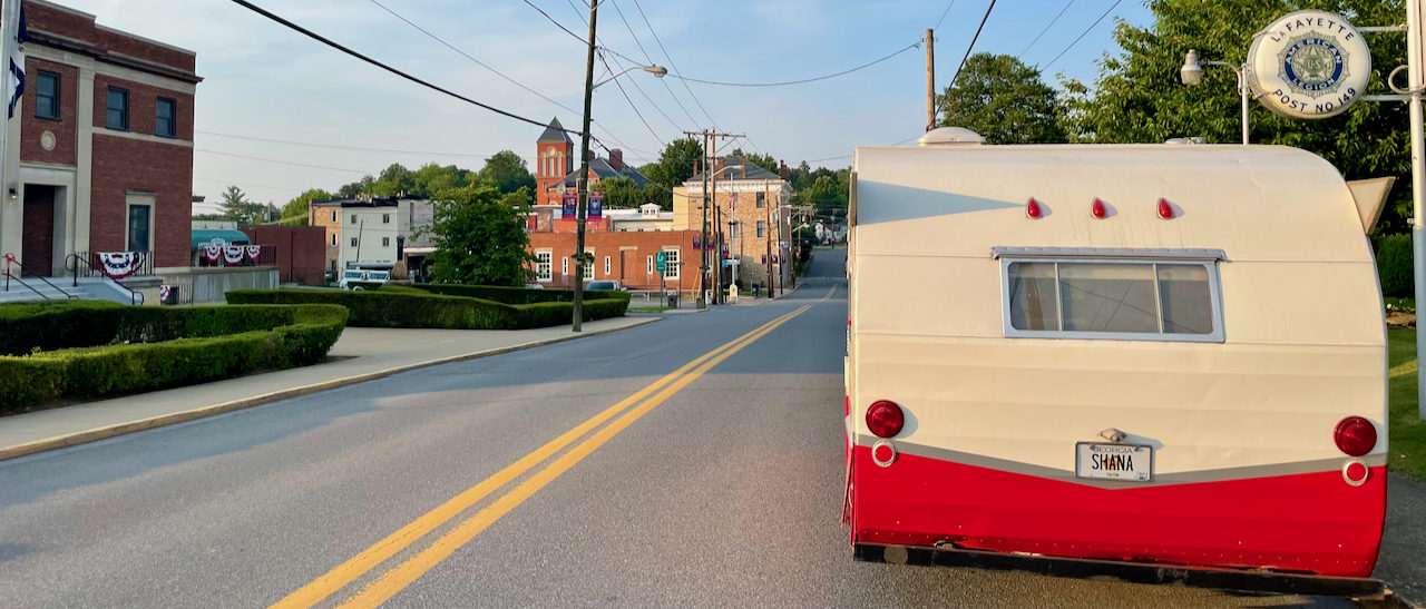 Red Retro Camper Shasta Airflyte Deluxe