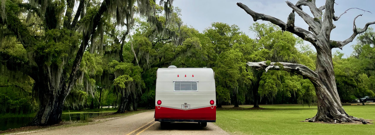Red Retro Camper Shasta Airflyte Deluxe - Shana the Shasta