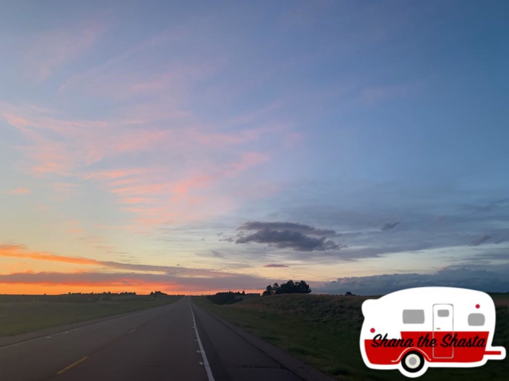 cross country trip sunset