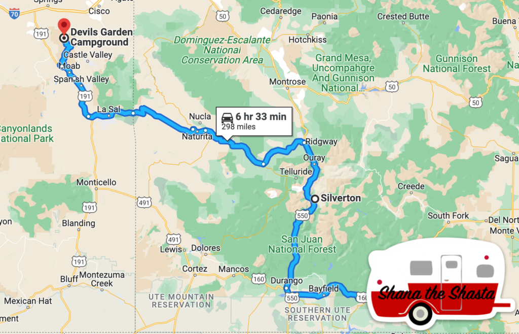 pagosa-springs-to-arches-national-park-map